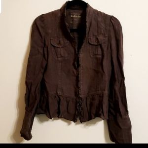 Louie Brown Linen Cropped Jacket...S